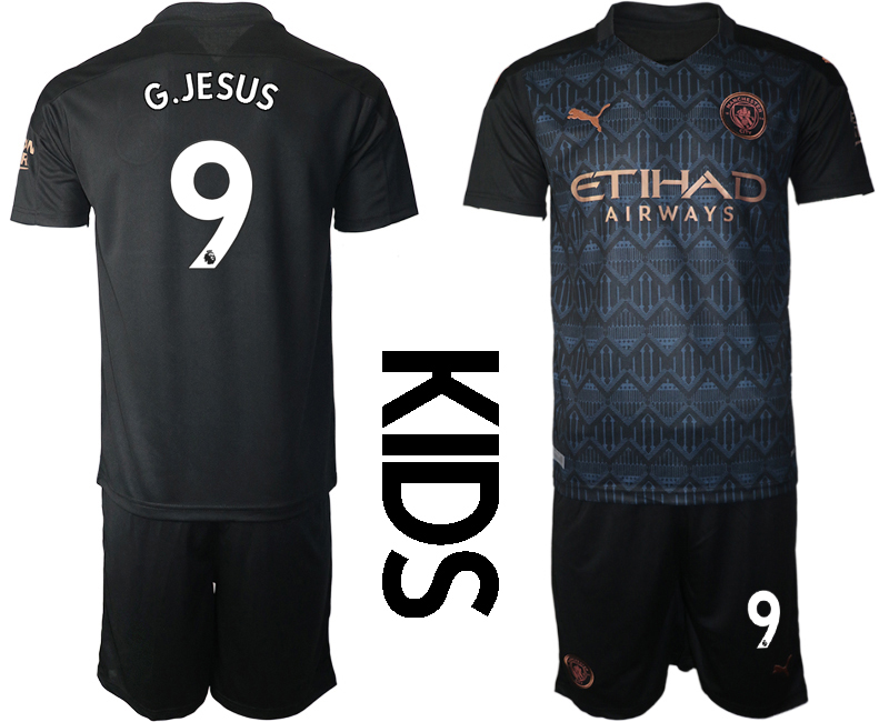 Youth 2020-2021 club Manchester City away black #9 Soccer Jerseys